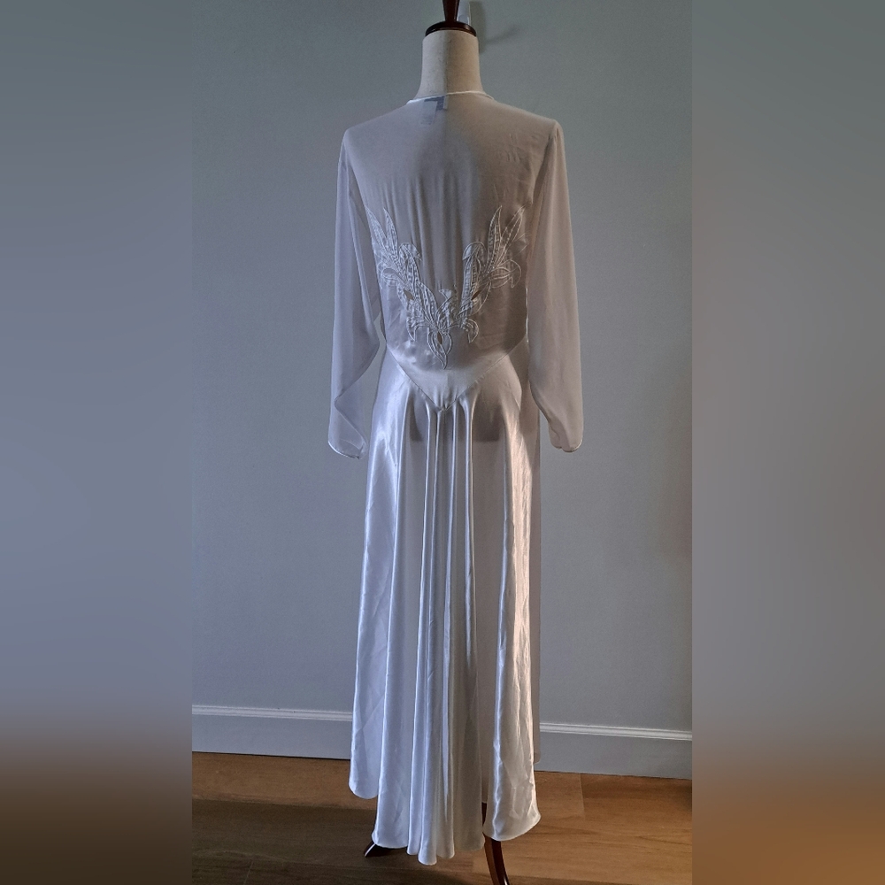 VTG Natori Silky Bridal Hollywood Wrap Robe White SZ M